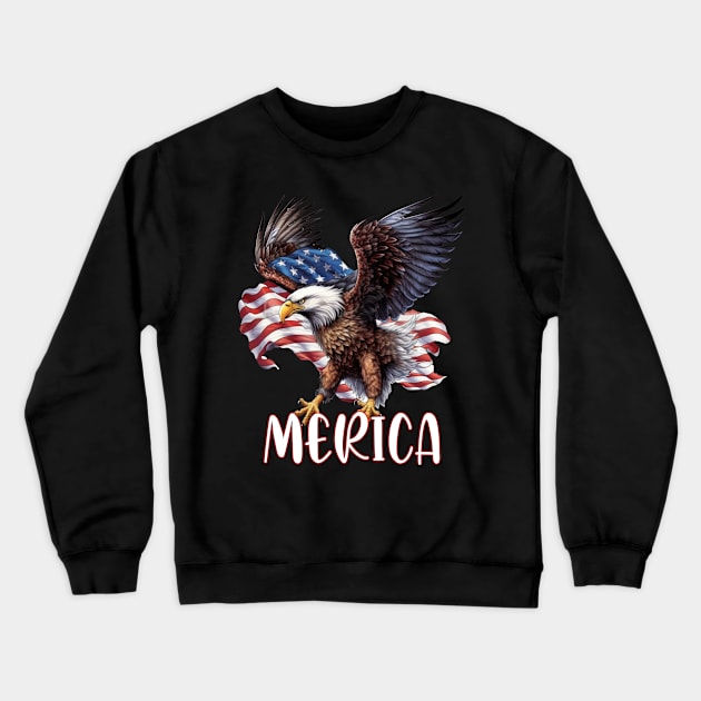 Merica Eagle American Flag USA Flag 4th of july Crewneck Sweatshirt by levitskydelicia